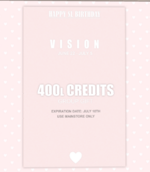 400L$ Store Credit and Group Gifts from&nbsp;Vision